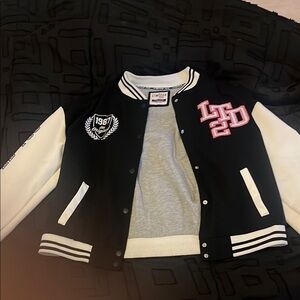 Kids Black and White Varsity Jacket